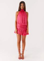 Willow Chiffon Mini Dress - Fuchsia