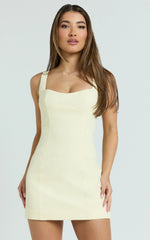 Aretha Mini Dress - Panel Dress in Lemon