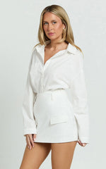 Haidy Skort - Mid Waisted Tailored Mini Skort in White