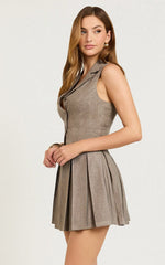 Andie Mini Skirt - Tailored Pleated Mini Skirt in Grey
