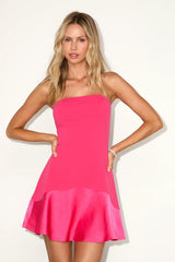 Compelling Style Hot Pink Strapless Mini Dress