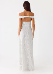 Melany Maxi Dress - White Polkadot