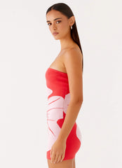 Kader Strapless Knit Mini Dress - Red Floral