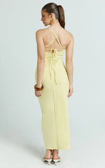 Ramirez Midi Dress - Scoop Neck Low Back Dress in Lemon