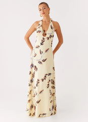 Elvina Halter Neck Maxi Dress - Buttercream Bliss