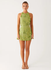 Leo Beaded Mini Dress - Green