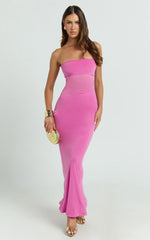 Fatima Maxi Dress - Bodycon Strapless Dress in Fuchsia