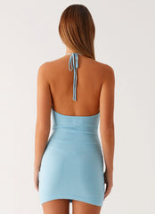 Rowane Knit Halter Mini Dress - Blue