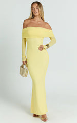 Bethanie Maxi Dress - Off The Shoulder Mesh Dress in Lemon