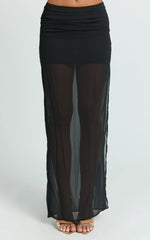 Ricki Maxi Skirt - Low Waist Fit And Flare Skirt in Black