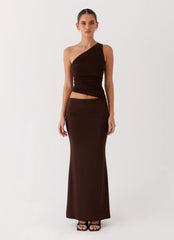 Seranella One Shoulder Maxi Dress - Chocolate