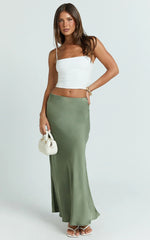 Amari Maxi Skirt - High Waisted Bias Cut Skirt in Sage