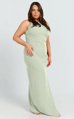 Indi Maxi Dress - Boat Neck Bodycon Dress in Sage