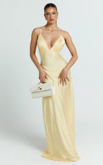 Quincy Maxi Dress - Satin Slip Dress in Lemon