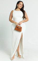 Indi Maxi Dress - Boat Neck Bodycon Dress in White