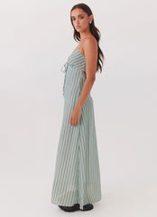 Flora Linen Maxi Dress - Coastal Stripe
