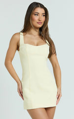 Aretha Mini Dress - Panel Dress in Lemon