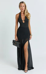 Hudgens Maxi Skirt - Georgette Godet Panel Skirt in Black