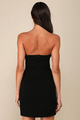 Divine Sensation White 3D Embroidered Strapless Mini Dress