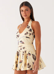 Mirelle Halter Neck Mini Dress - Buttercream Bliss
