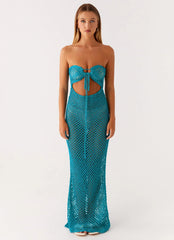 Sun Kissed Crochet Maxi Dress - Blue