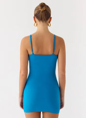 Paeonia Shell Mini Dress - Aqua Blue