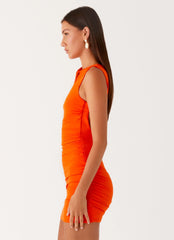 Secret World Mini Dress - Fire Orange