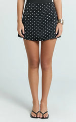 Blanca Mini Skirt in Black Polka