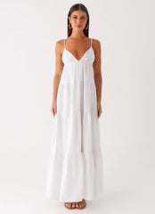 Lotty Linen Maxi Dress - White