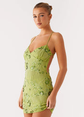 Vietta Sequin Cami Mini Dress - Lime