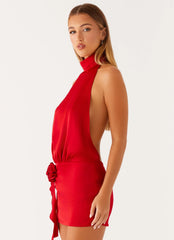 Birdie Halterneck Mini Dress - Red