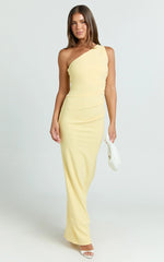 Criselda Maxi Dress - One Shoulder Maxi Dress in Lemon