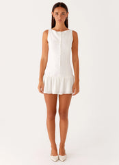 Meggie Linen Mini Dress - White