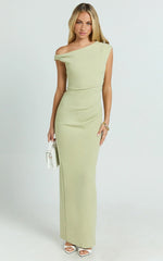 Genie Maxi Dress - Off The Shoulder Dress in Sage