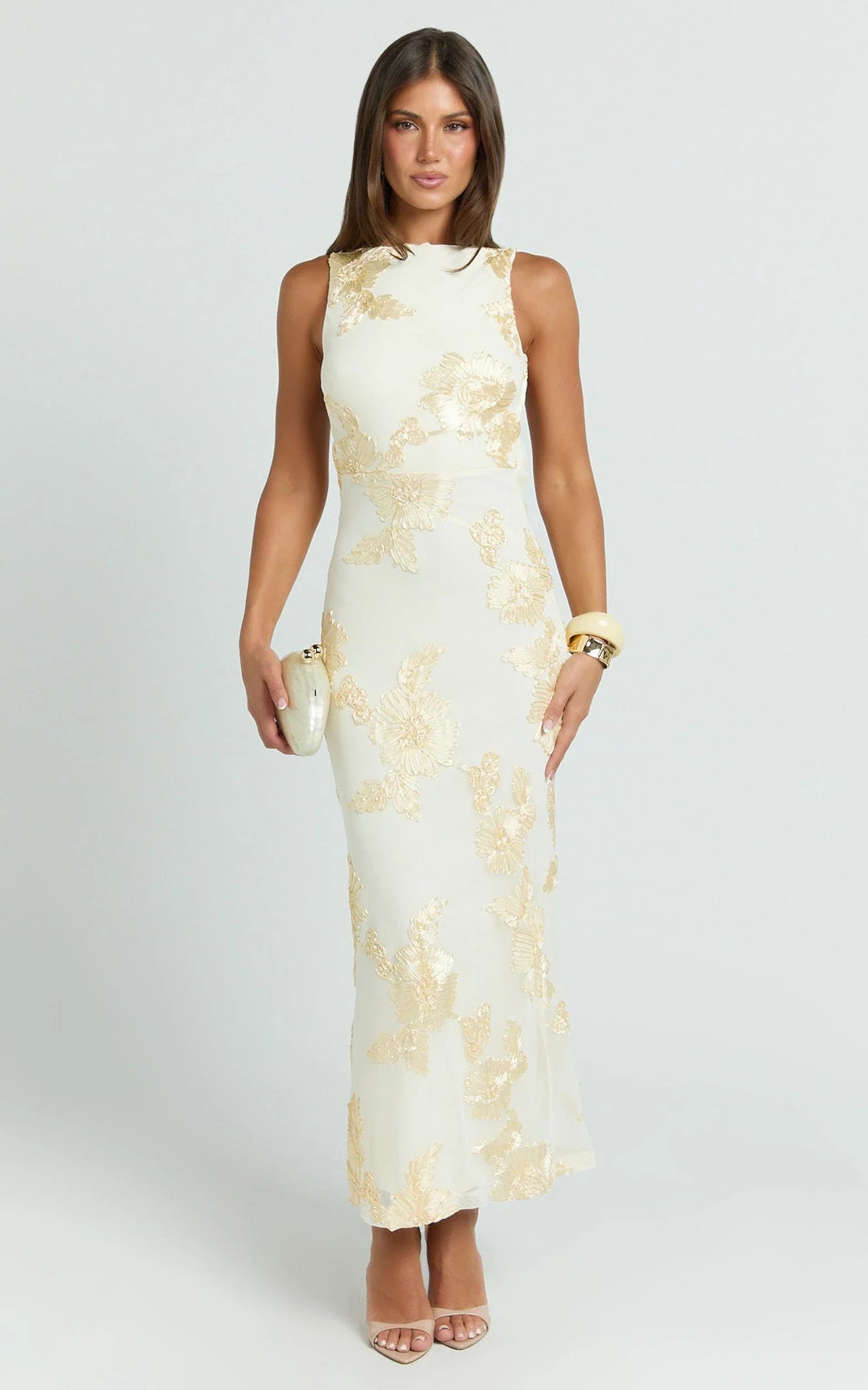 Freya Maxi Dress - Boat Neck Backless Dress in Yellow