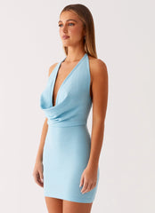Rowane Knit Halter Mini Dress - Blue