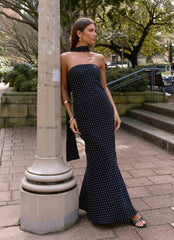 Under The Pagoda Maxi Dress - Black Polkadot