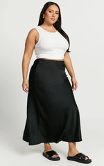 Amari Maxi Skirt - High Waisted Bias Cut Skirt in Black