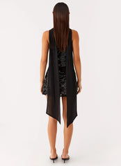 Kiesha Strapless Scarf Mini Dress - Black