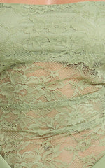 Rania Maxi Dress - Contrast Lace Bodice Bias Cowl Drop Waist Dress in Sage