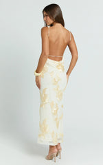 Freya Maxi Dress - Boat Neck Backless Dress in Yellow