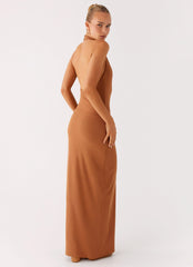 Plunge For You Maxi Dress - Tan
