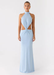 Warning Signs Maxi Dress - Blue