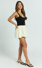 Franklin Mini Dress - Scoop Neck Bubble Hem Dress in Black and Cream