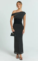 Ava Midi Dress - Asymmetrical Neckline Dress in Black