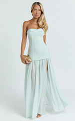 Jocelyn Maxi Dress - Strapless Ruched Fit And Flare Dress in Mint