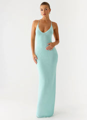 Amaya Knit Maxi Dress - Aqua