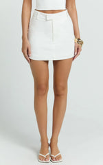 Farrow Mini Skirt - Tailored Linen Skirt in White