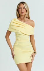 Kairose Mini Dress - Asymmetrical Sleeve Dress in Yellow