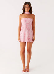 Kiesha Strapless Scarf Mini Dress - Pink